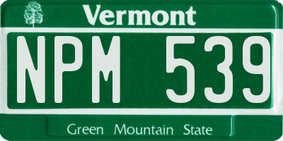 VT license plate NPM539