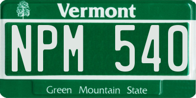 VT license plate NPM540