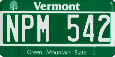 VT license plate NPM542