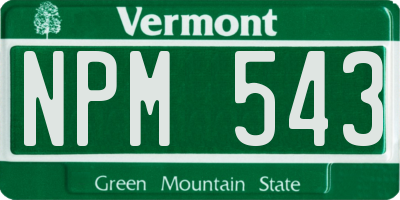 VT license plate NPM543