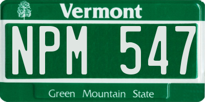 VT license plate NPM547
