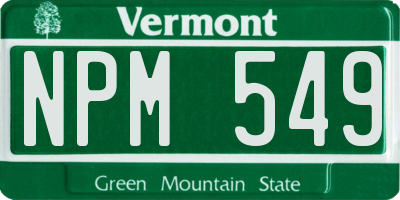 VT license plate NPM549