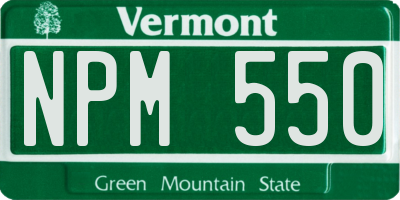 VT license plate NPM550
