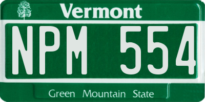 VT license plate NPM554