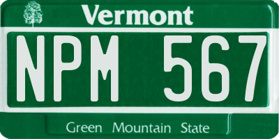 VT license plate NPM567