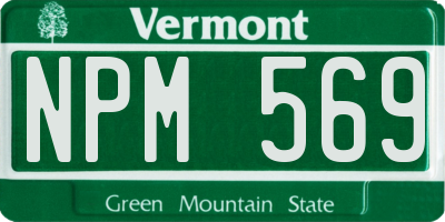 VT license plate NPM569