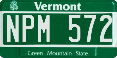 VT license plate NPM572