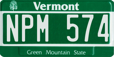 VT license plate NPM574