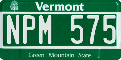 VT license plate NPM575