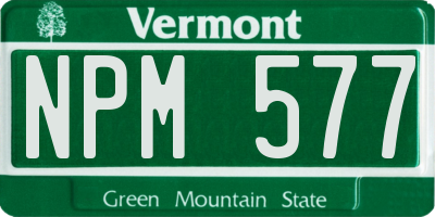 VT license plate NPM577