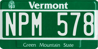 VT license plate NPM578