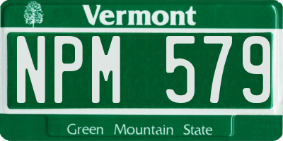 VT license plate NPM579