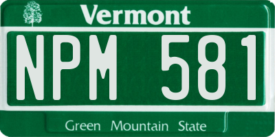 VT license plate NPM581