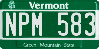 VT license plate NPM583