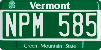 VT license plate NPM585
