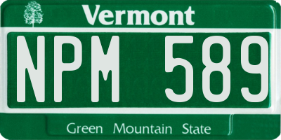 VT license plate NPM589