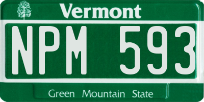 VT license plate NPM593