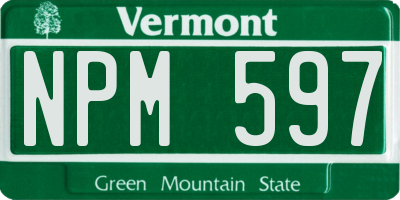 VT license plate NPM597