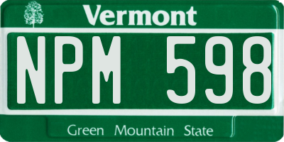 VT license plate NPM598