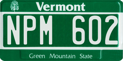 VT license plate NPM602