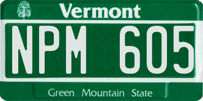 VT license plate NPM605