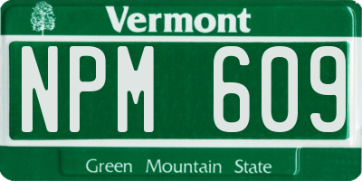 VT license plate NPM609