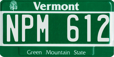 VT license plate NPM612