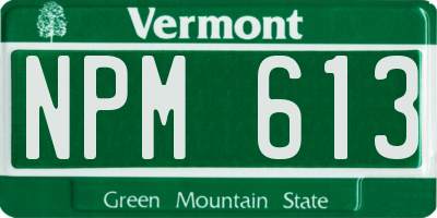 VT license plate NPM613