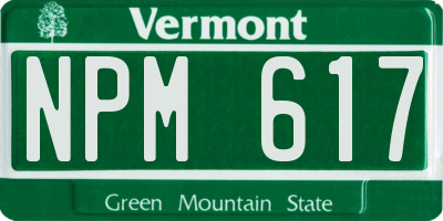 VT license plate NPM617