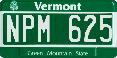 VT license plate NPM625