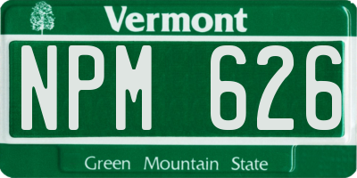 VT license plate NPM626