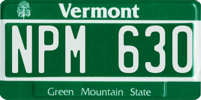 VT license plate NPM630