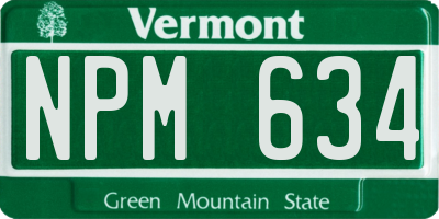 VT license plate NPM634