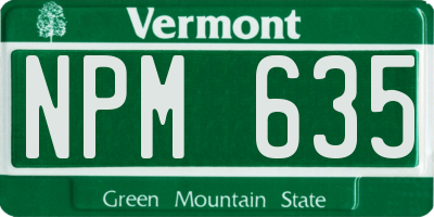 VT license plate NPM635