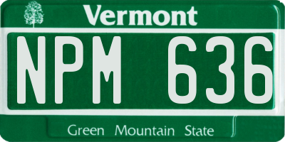 VT license plate NPM636