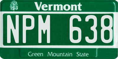 VT license plate NPM638