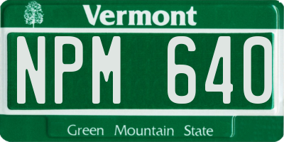 VT license plate NPM640