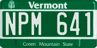 VT license plate NPM641