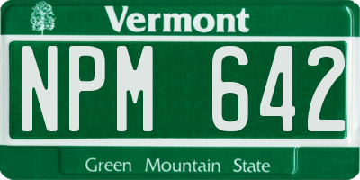 VT license plate NPM642