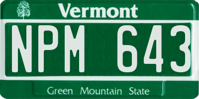 VT license plate NPM643