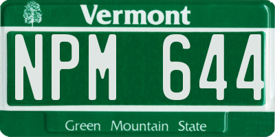 VT license plate NPM644