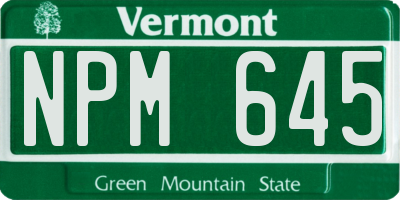 VT license plate NPM645