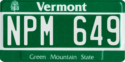 VT license plate NPM649