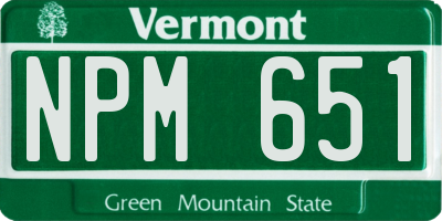 VT license plate NPM651