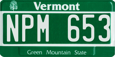 VT license plate NPM653