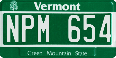 VT license plate NPM654