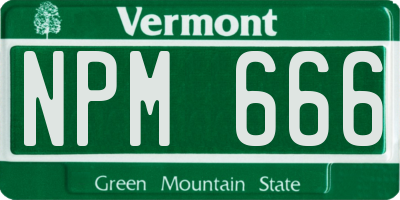 VT license plate NPM666