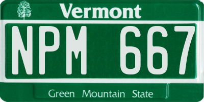 VT license plate NPM667