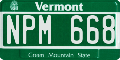 VT license plate NPM668