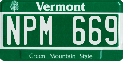 VT license plate NPM669
